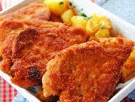 Паниран пилешки шницел във фритюрник с горещ въздух (еър фрайър, air fryer)